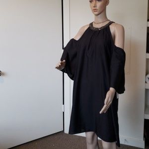 Cold shoulder black dress